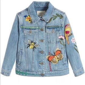 Gucci girls embroidered denim jacket